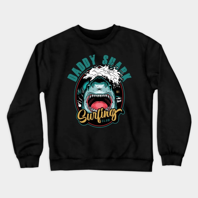 Daddy Shark Retro Crewneck Sweatshirt by RedoneDesignART